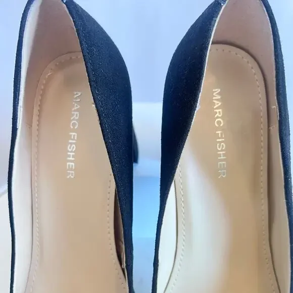 MARC FISHER ZALA BLOCK HEEL POINTY TOE HEEL WOMENS BLACK SUEDE SIZE 7 1/2 MEDIUM - Picture 7 of 12